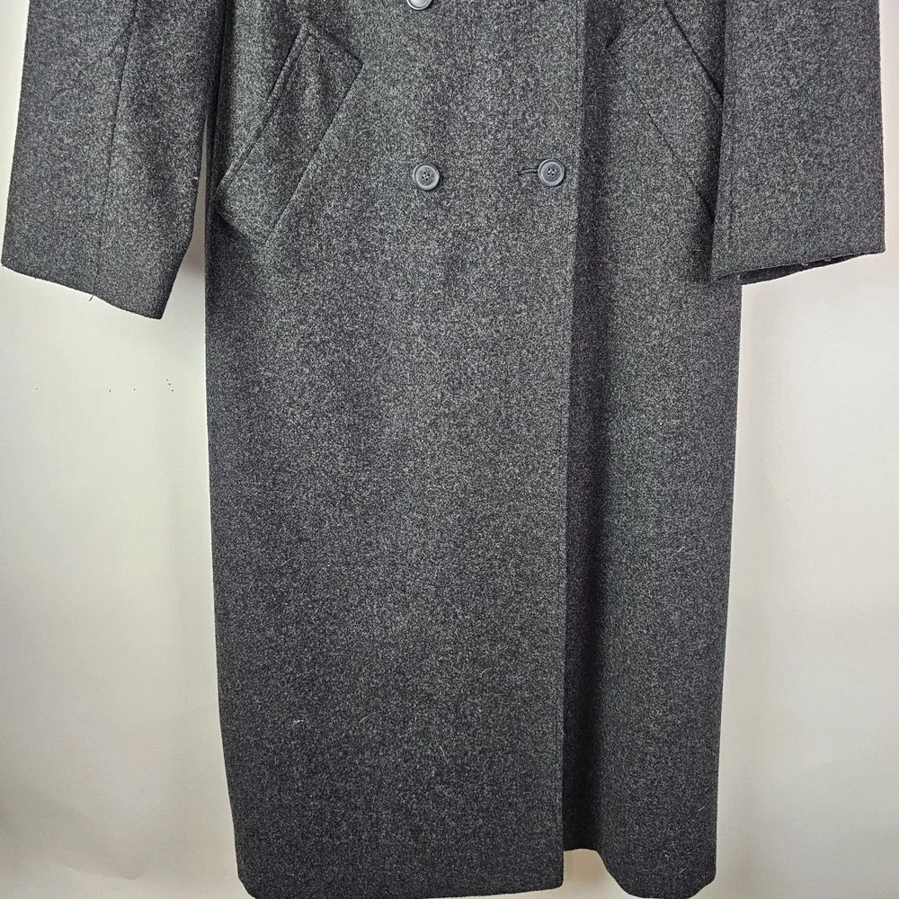 Express Womens Gray Wool Long Trench Coat Heavy Size 9/10